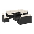 vidaXL 9 Piece Poly Rattan Large Sofa Set in Black/White/Cream