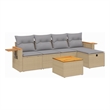 vidaXL 6 Piece Solid Acacia Wood Sofa Set in Gray/Beige