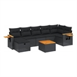vidaXL 8 Piece Solid Acacia Wood Sofa Set in Black