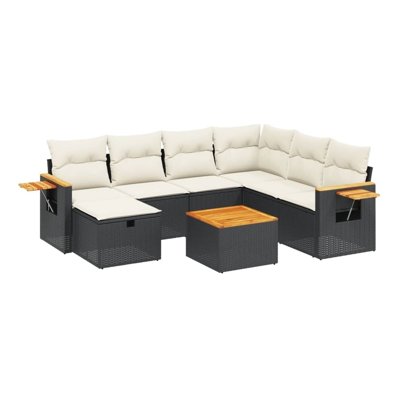 vidaXL 8 Piece Solid Acacia Wood Sofa Set in Black