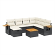 vidaXL 8 Piece Solid Acacia Wood Sofa Set in Black