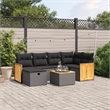 vidaXL 7 Piece Solid Acacia Wood Sofa Set in Black