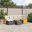 vidaXL 7 Piece Solid Acacia Wood Sofa Set in Black/White/Cream