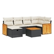 vidaXL 7 Piece Solid Acacia Wood Sofa Set in Black/White/Cream
