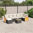 vidaXL 8 Piece Solid Acacia Wood Sofa Set in Black/White/Cream