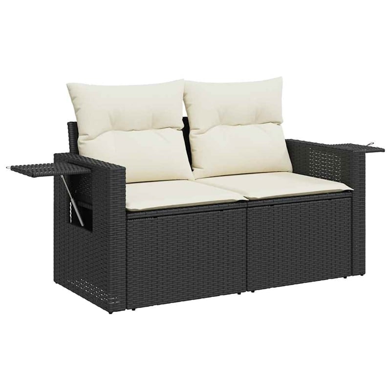 vidaXL 7 Piece Poly Rattan Sofa Set in Black/White/Cream