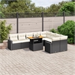 vidaXL 10 Piece Solid Acacia Wood Sofa Set in Black/White/Cream