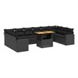 vidaXL 11 Piece Solid Acacia Wood Small Sofa Set in Black