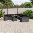 vidaXL 11 Piece Solid Acacia Wood Sofa Set in Black