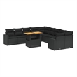 vidaXL 11 Piece Solid Acacia Wood Sofa Set in Black