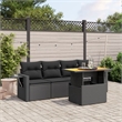 vidaXL 5 Piece Solid Acacia Wood Sofa Set in Black