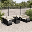 vidaXL 11 Piece Poly Rattan Sofa Set in Black/White/Cream
