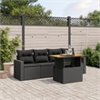 vidaXL 5 Piece Solid Acacia Wood Sofa Set in Black