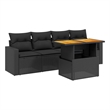 vidaXL 5 Piece Solid Acacia Wood Sofa Set in Black