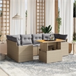 vidaXL 7 Piece Solid Acacia Wood Small Sofa Set in Gray/Beige