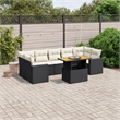 vidaXL 8 Piece Solid Acacia Wood Sofa Set in Black/White/Cream