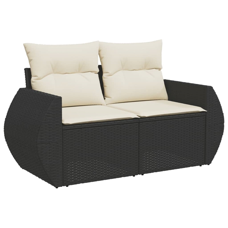 vidaXL 8 Piece Poly Rattan Sofa Set in Black/Cream