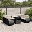 vidaXL 10 Piece Steel Small Sofa Set in Black/White/Cream