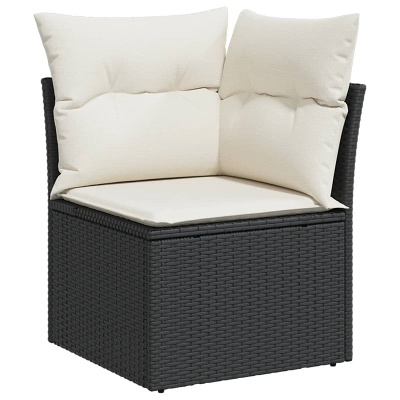 vidaXL 10 Piece Steel Small Sofa Set in Black/White/Cream