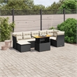 vidaXL 8 Piece Solid Acacia Wood Sofa Set in Black/Cream