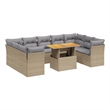 vidaXL 10 Piece Solid Acacia Wood Sofa Set in Gray/Beige