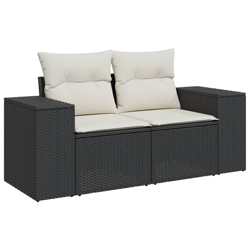 vidaXL 9 Piece Poly Rattan Sofa Set in Black/White/Cream
