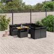 vidaXL 9 Piece Solid Acacia Wood Sofa Set in Black