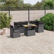 vidaXL 7 Piece Solid Acacia Wood Sofa Set in Black