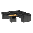 vidaXL 11 Piece Solid Acacia Wood Sofa Set in Black