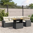 vidaXL 6 Piece Solid Acacia Wood Sofa Set in Black/White/Cream