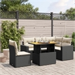 vidaXL 6 Piece Solid Acacia Wood Large Sofa Set in Black