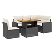 vidaXL 6 Piece Solid Acacia Wood Large Sofa Set in Black