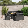 vidaXL 9 Piece Solid Acacia Wood Sofa Set in Black