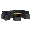 vidaXL 9 Piece Solid Acacia Wood Sofa Set in Black