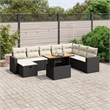 vidaXL 9 Piece Solid Acacia Wood Sofa Set in Black/White/Cream