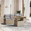 vidaXL 5 Piece Solid Acacia Wood Medium Sofa Set in Beige