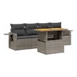 vidaXL 5 Piece Solid Acacia Wood Medium Sofa Set in Beige