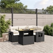 vidaXL 5 Piece Solid Acacia Wood Sofa Set in Black/White/Cream