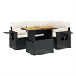 vidaXL 5 Piece Solid Acacia Wood Sofa Set in Black/White/Cream