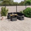 vidaXL 6 Piece Solid Acacia Wood Sofa Set in Black