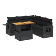 vidaXL 6 Piece Solid Acacia Wood Sofa Set in Black