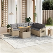 vidaXL 7 Piece Solid Acacia Wood Sofa Set in Gray/Beige