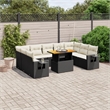vidaXL 10 Piece Steel Sofa Set in Black/White/Cream