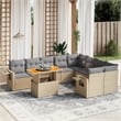 vidaXL 10 Piece Solid Acacia Wood Sofa Set in Beige