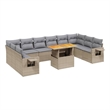vidaXL 11 Piece Solid Acacia Wood Sofa Set in Gray/Beige