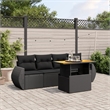 vidaXL 5 Piece Solid Acacia Wood Small Sofa Set in Black