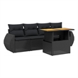 vidaXL 5 Piece Solid Acacia Wood Small Sofa Set in Black