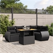 vidaXL 6 Piece Solid Acacia Wood Sofa Set in Black