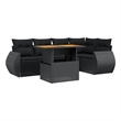 vidaXL 6 Piece Solid Acacia Wood Sofa Set in Black