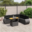 vidaXL 7 Piece Solid Acacia Wood Sofa Set in Black